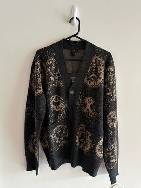 Former Men's Black & Brown Patterned Button-Up Cardigan Sweater